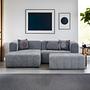 Beyza Sofa Récamiere Links mit Hocker Grau 0