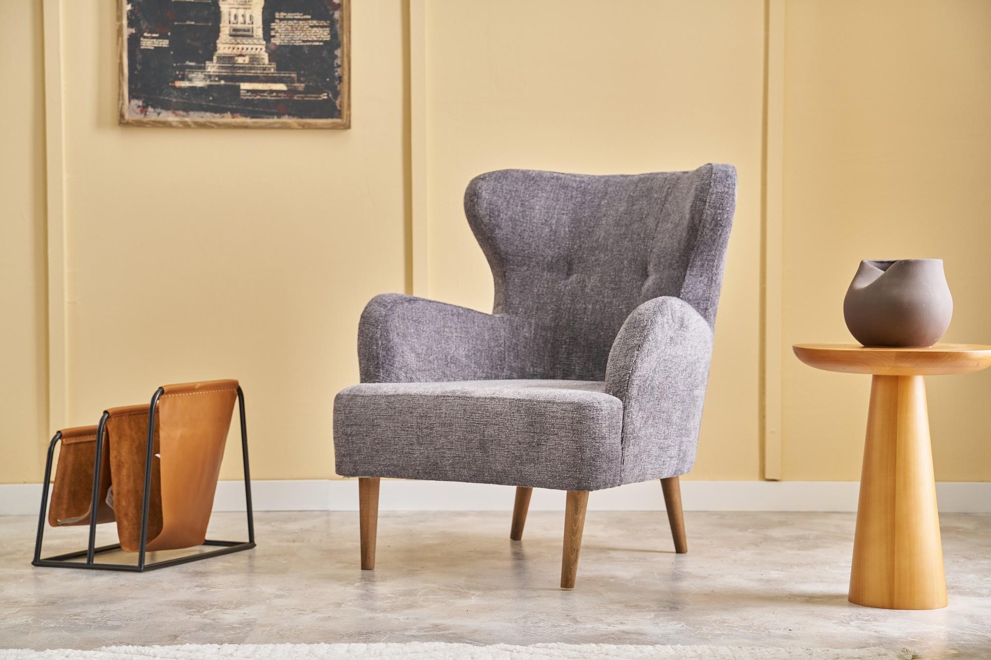 Karina Armchair Chenille Fabric Gray 0