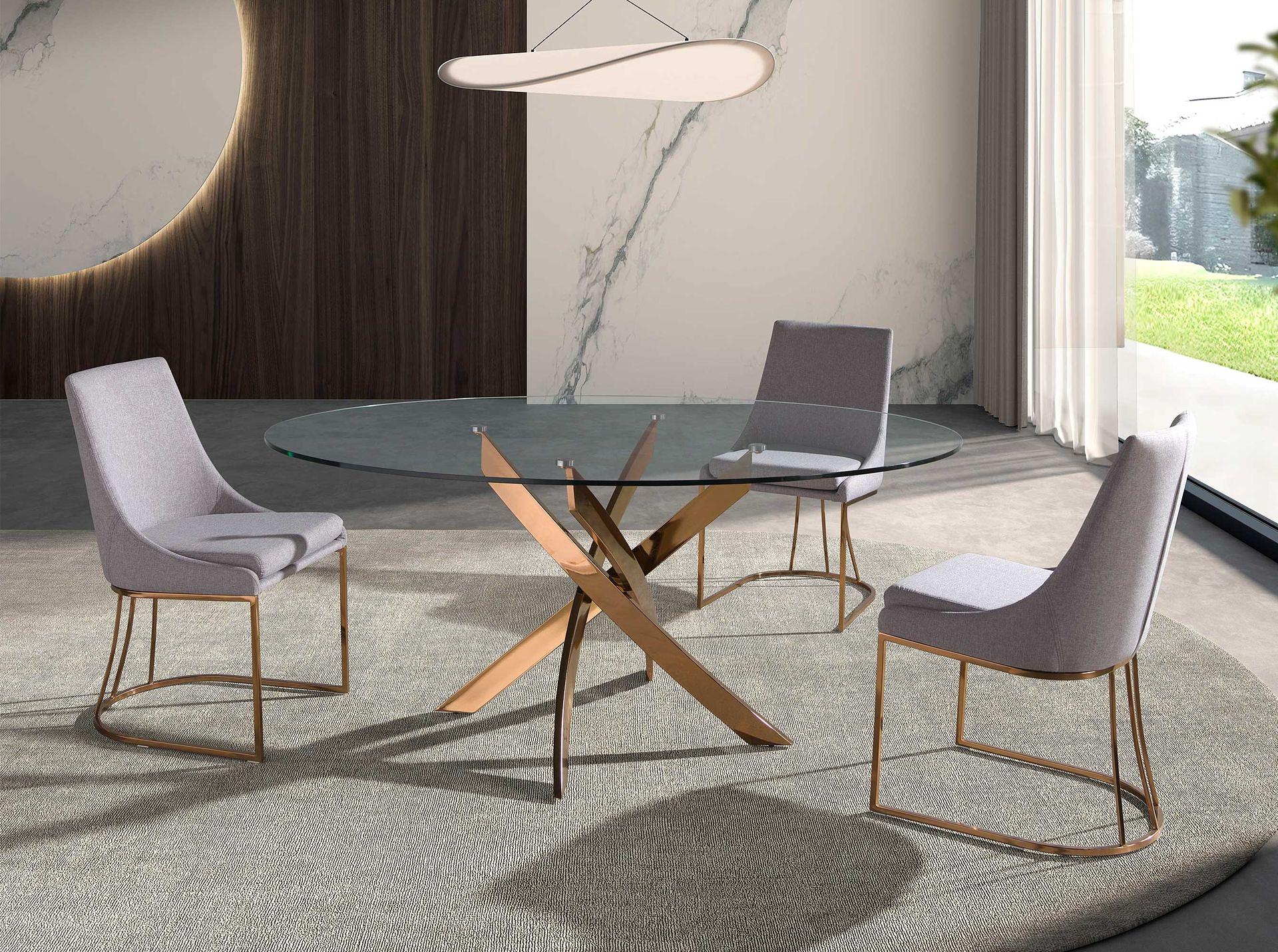 Runder Esstisch Glas Stahl Rosa Ø 100cm 2