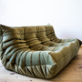 Togo Sofa 3-seater velvet khaki green 1