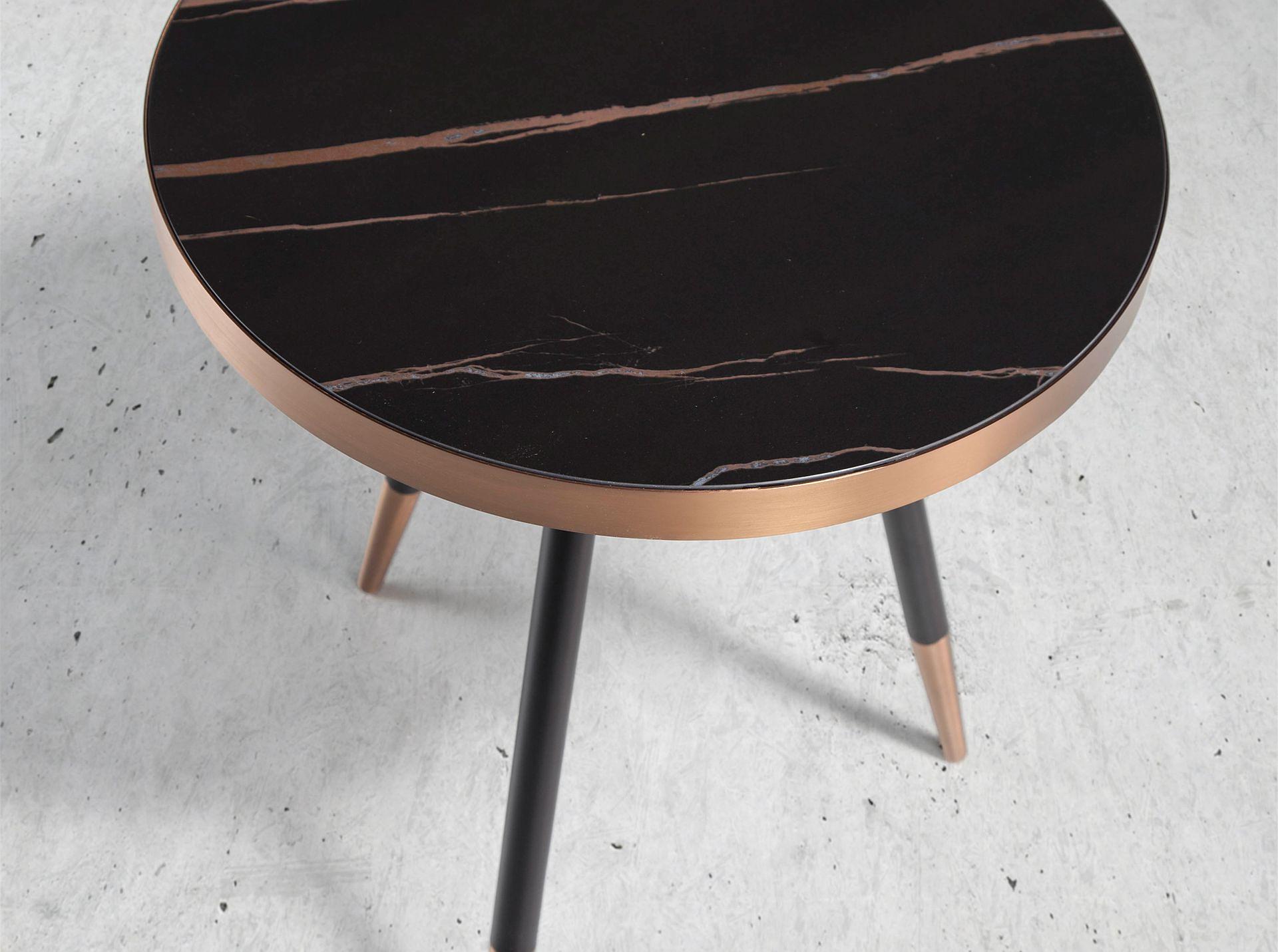 Round side table marble steel 4