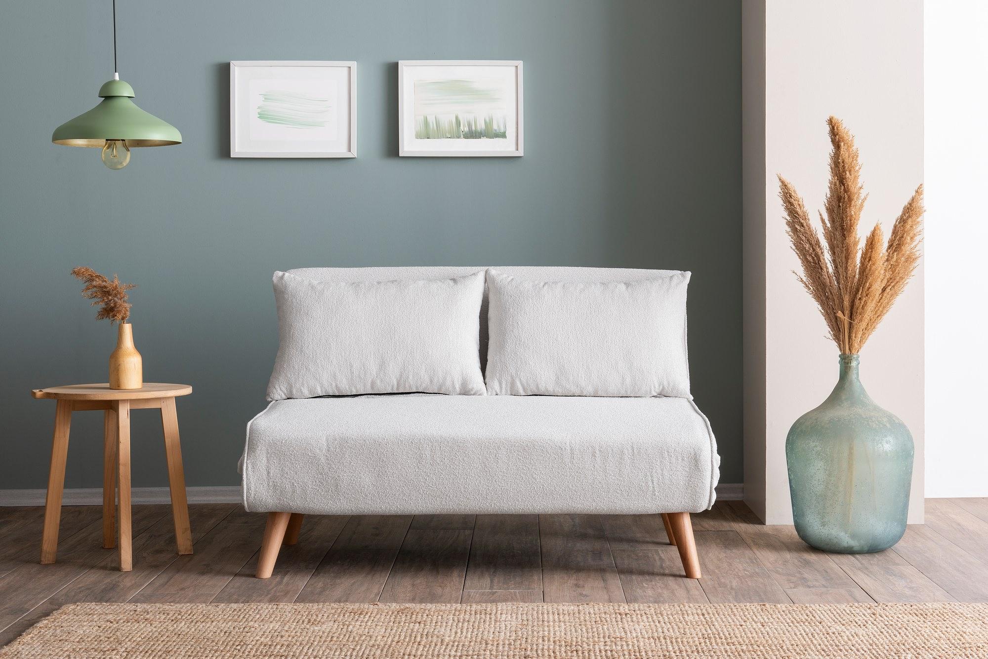 Foldable Sofa Bed 2-Seater White 2