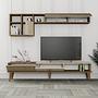 Milan lowboard with wall shelf walnut brown cream 1