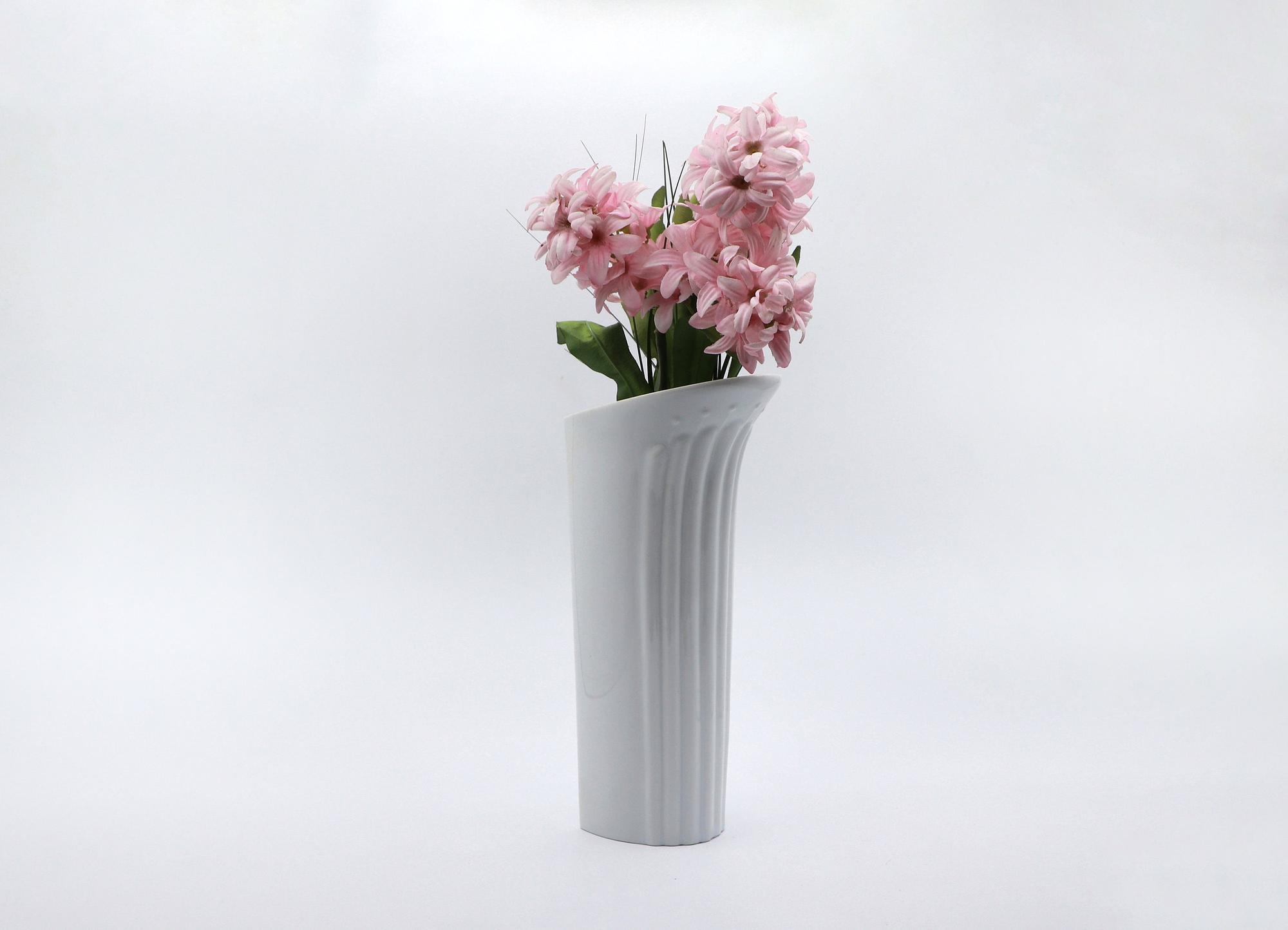 2x Vintage Vase Keramik Weiß 1970er Jahre 3