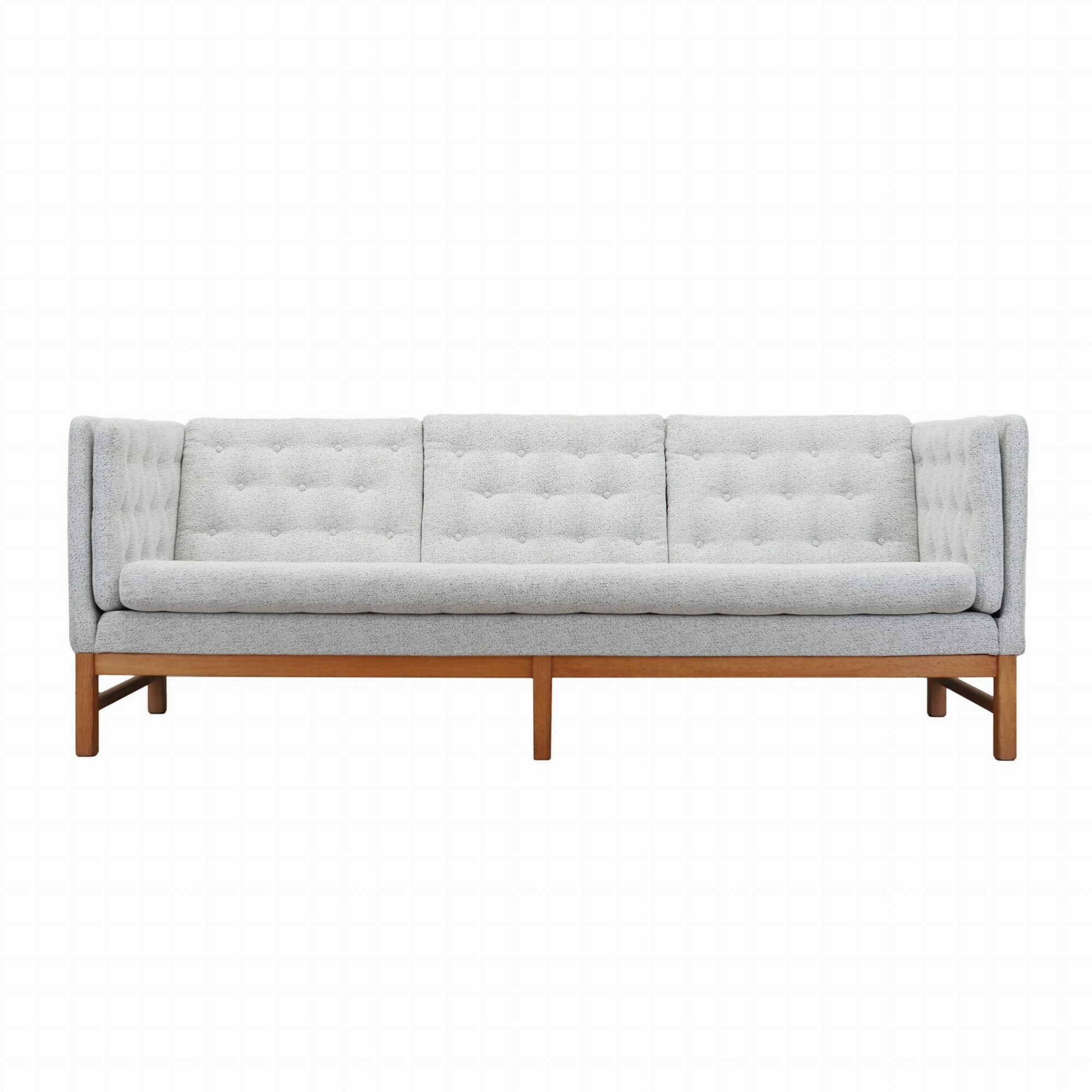 Vintage Sofa 3-seater Oak wood Textile Gray 1970s 0