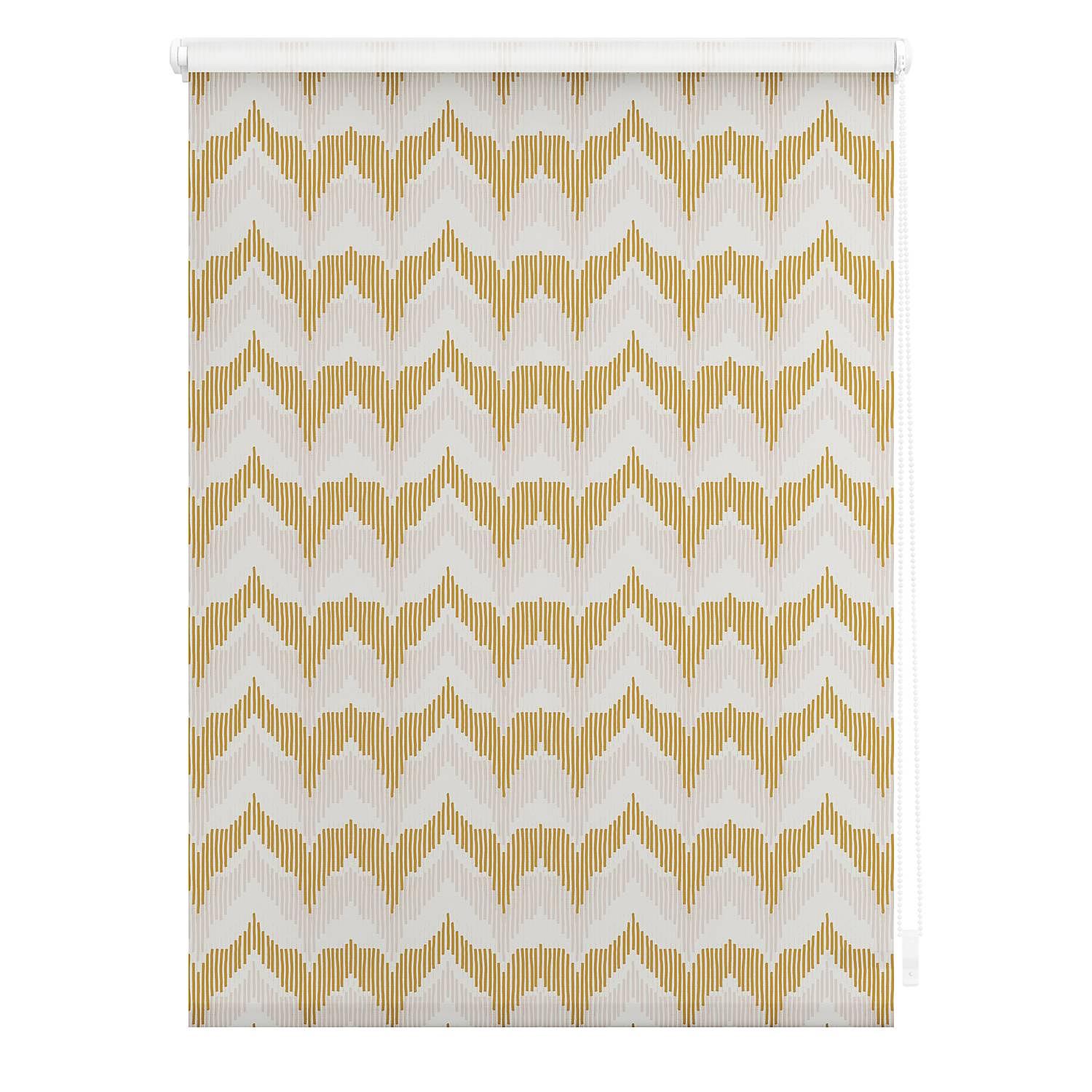Klemmfix Rollo Boho Zig Zack Polyester Gelb 90 x 150 cm 1