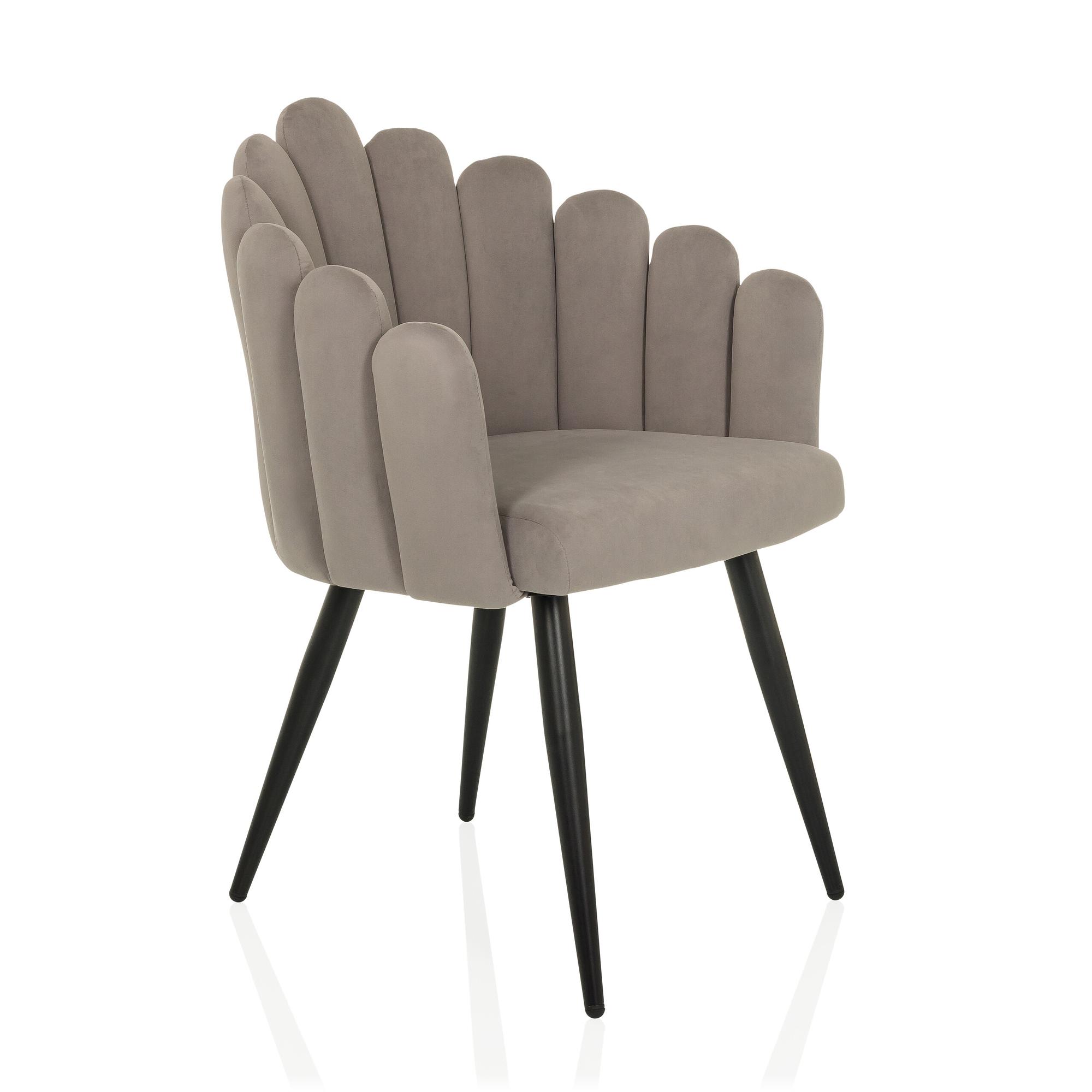 SCALLORE Dining chair in shell shape velvet grey 7