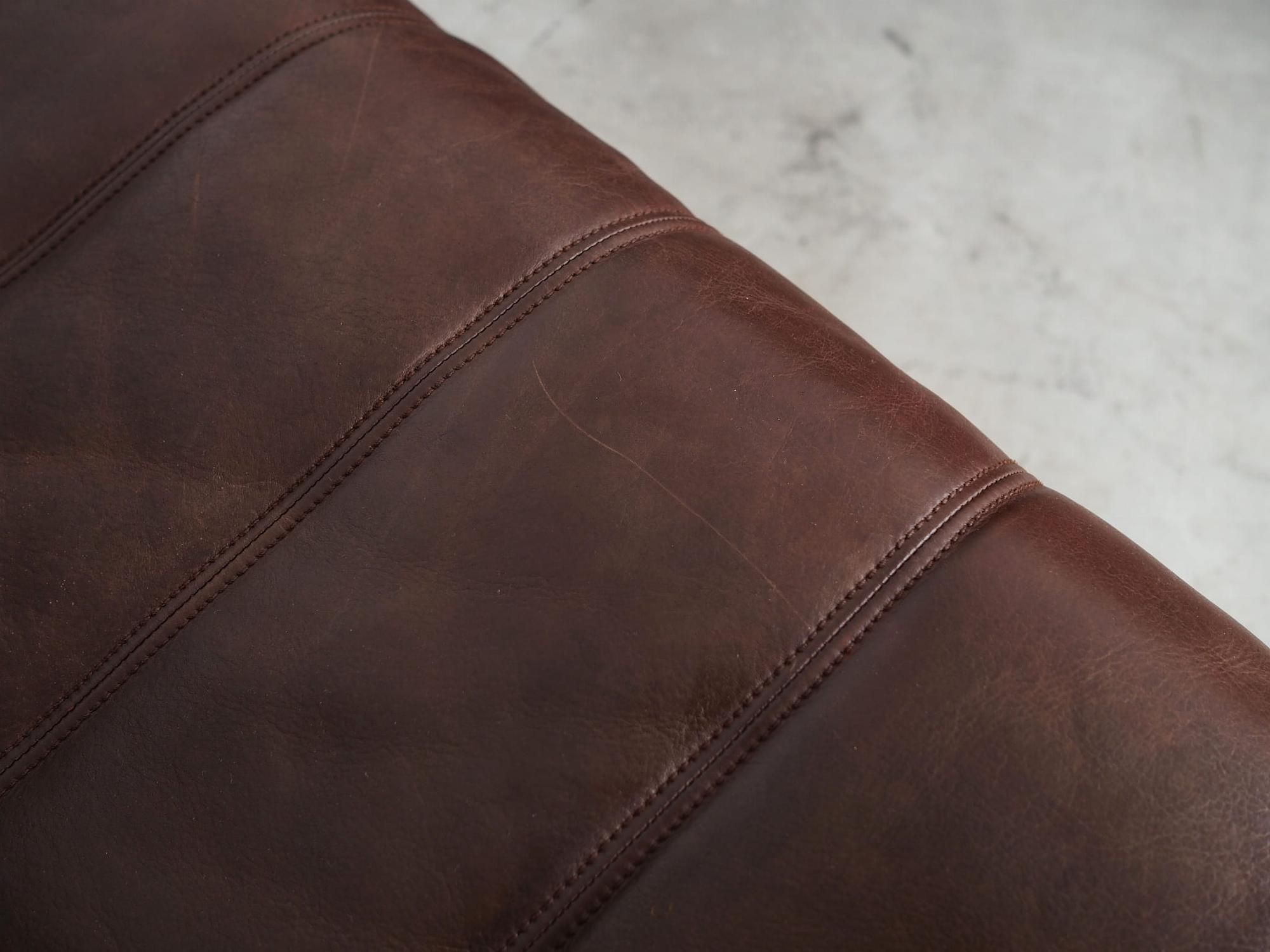 Sofa Leather Brown 1970s 14