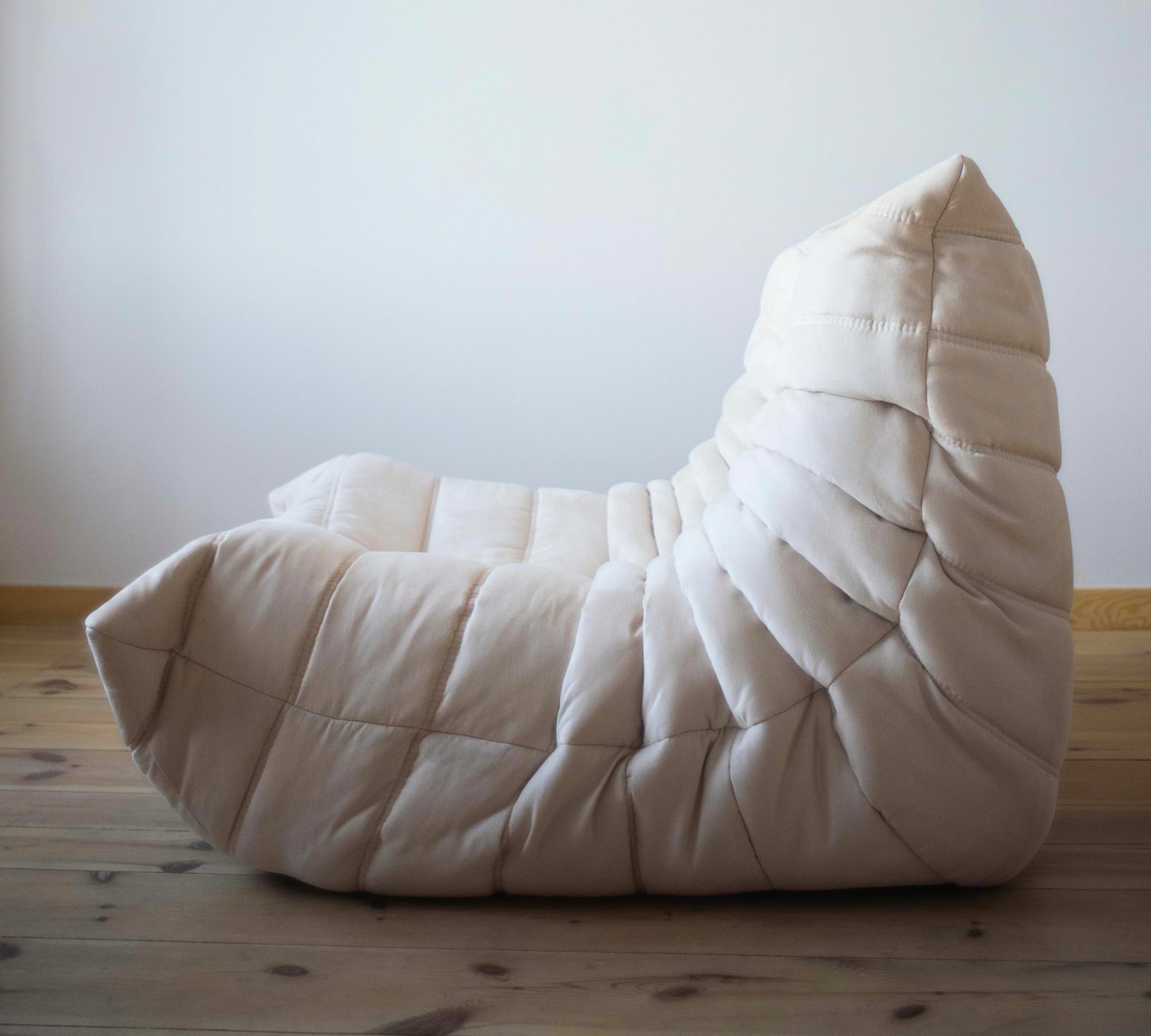 Togo Armchair and Ottoman Faux Leather Light Beige 3