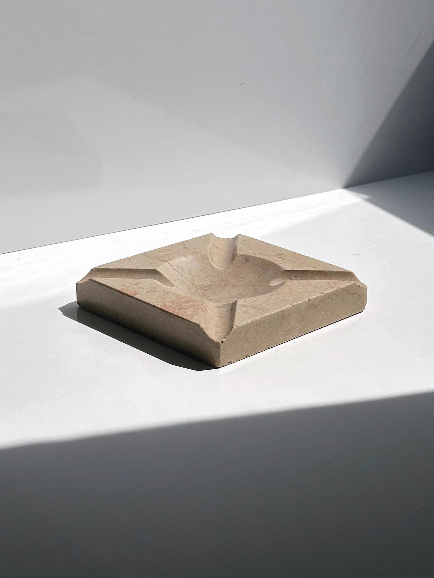 Vintage ashtray travertine beige 1970s 0