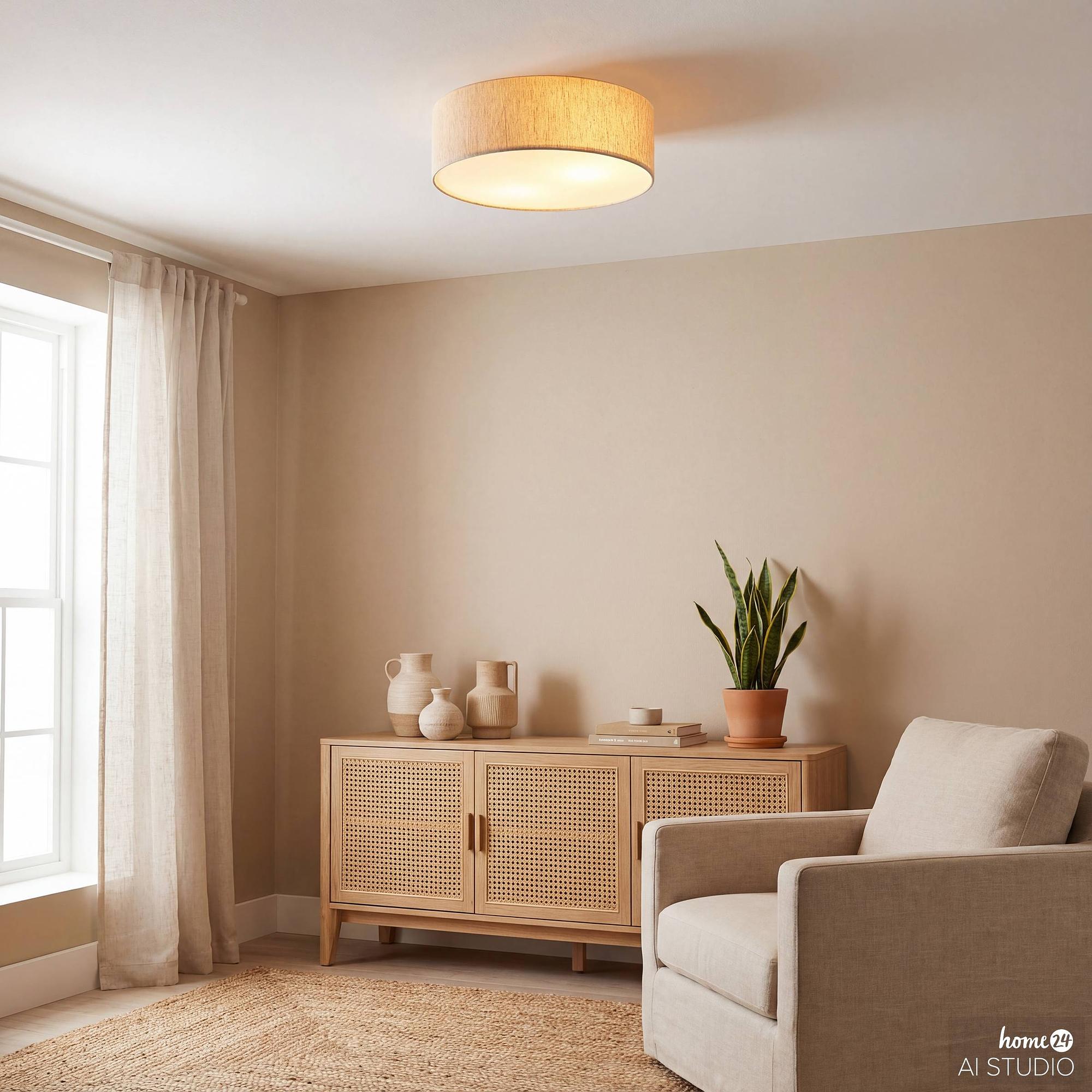 Aural Ceiling Light 1-bulb Linen Iron 1