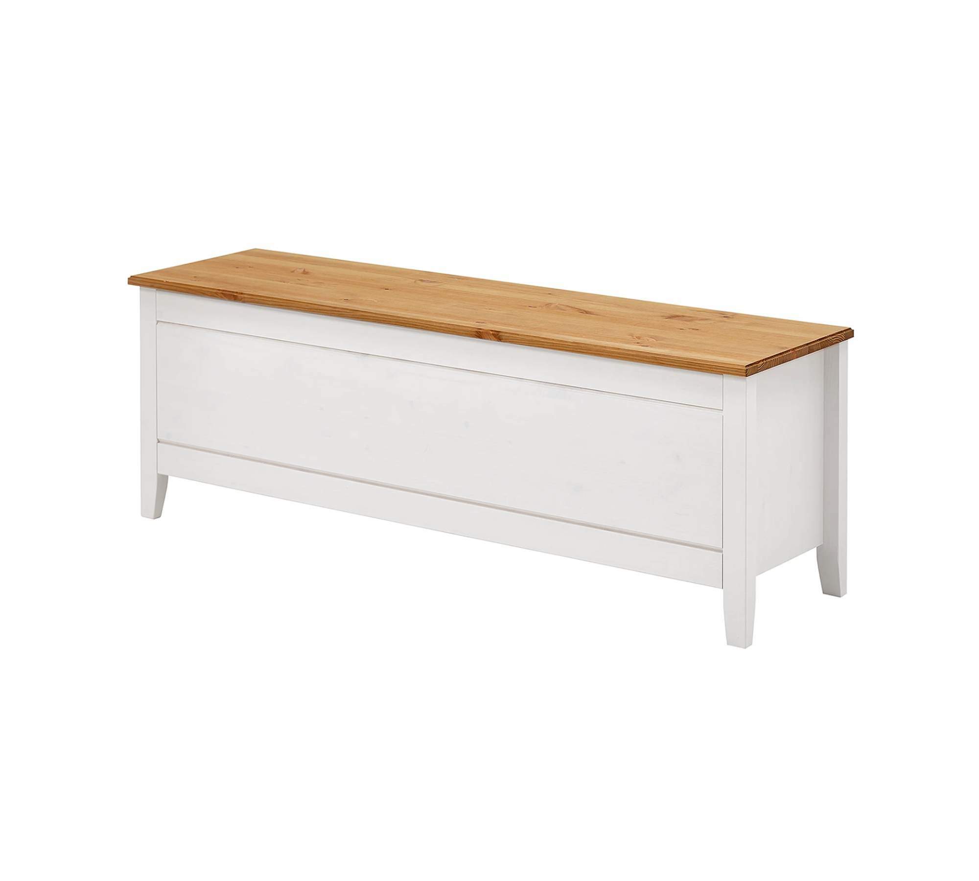 Wäschesammler Massivholz Weiß Braun 0