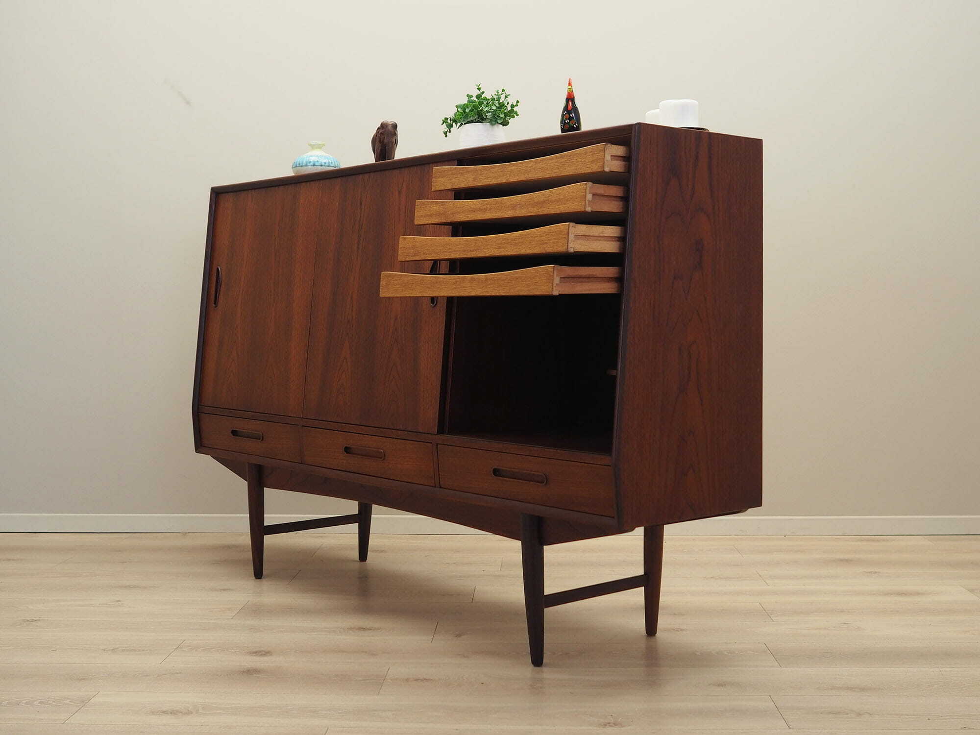 Highboard Holz Braun 1960er Jahre  4