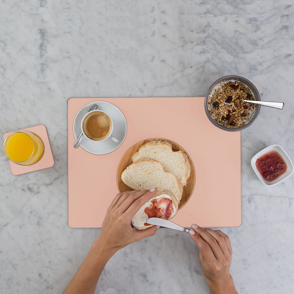 Placemat Rectangular 100% Recycled Leather Pink 3