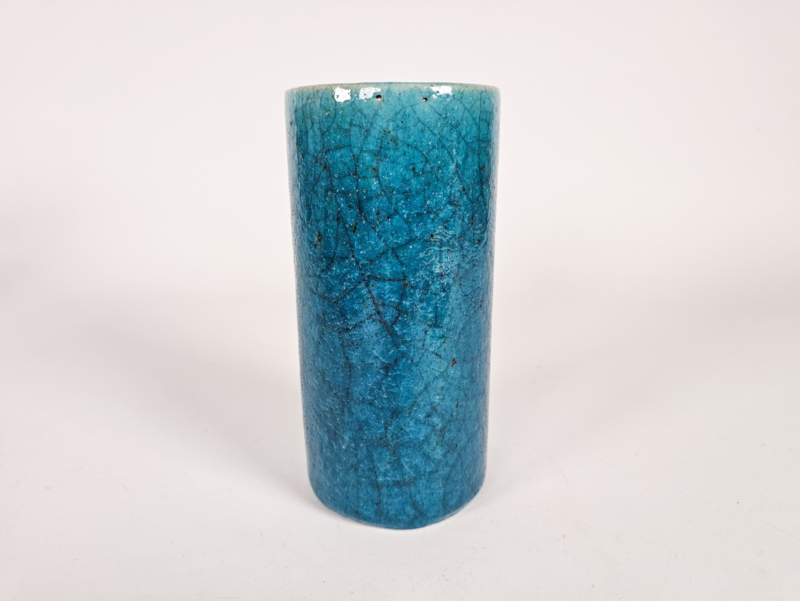 Vintage Vase Keramik Blau 1970er Jahre 1