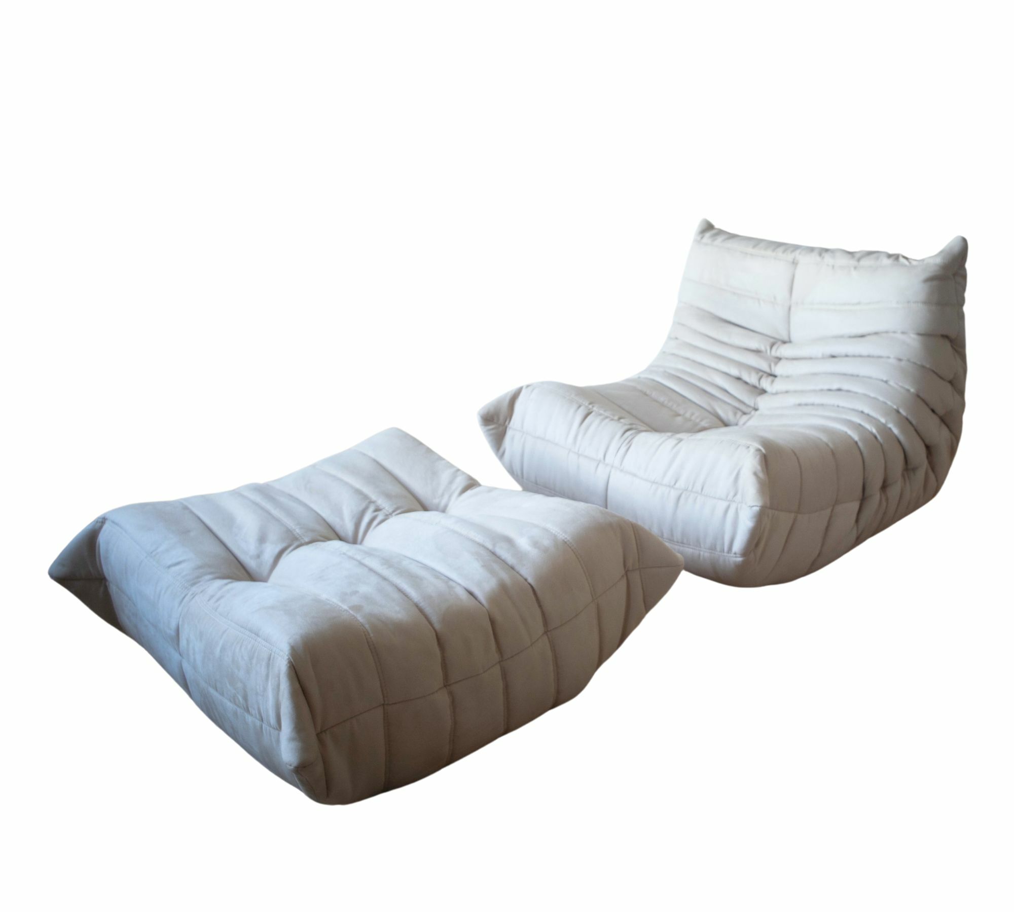 Togo Armchair and Ottoman Faux Leather Light Beige 0