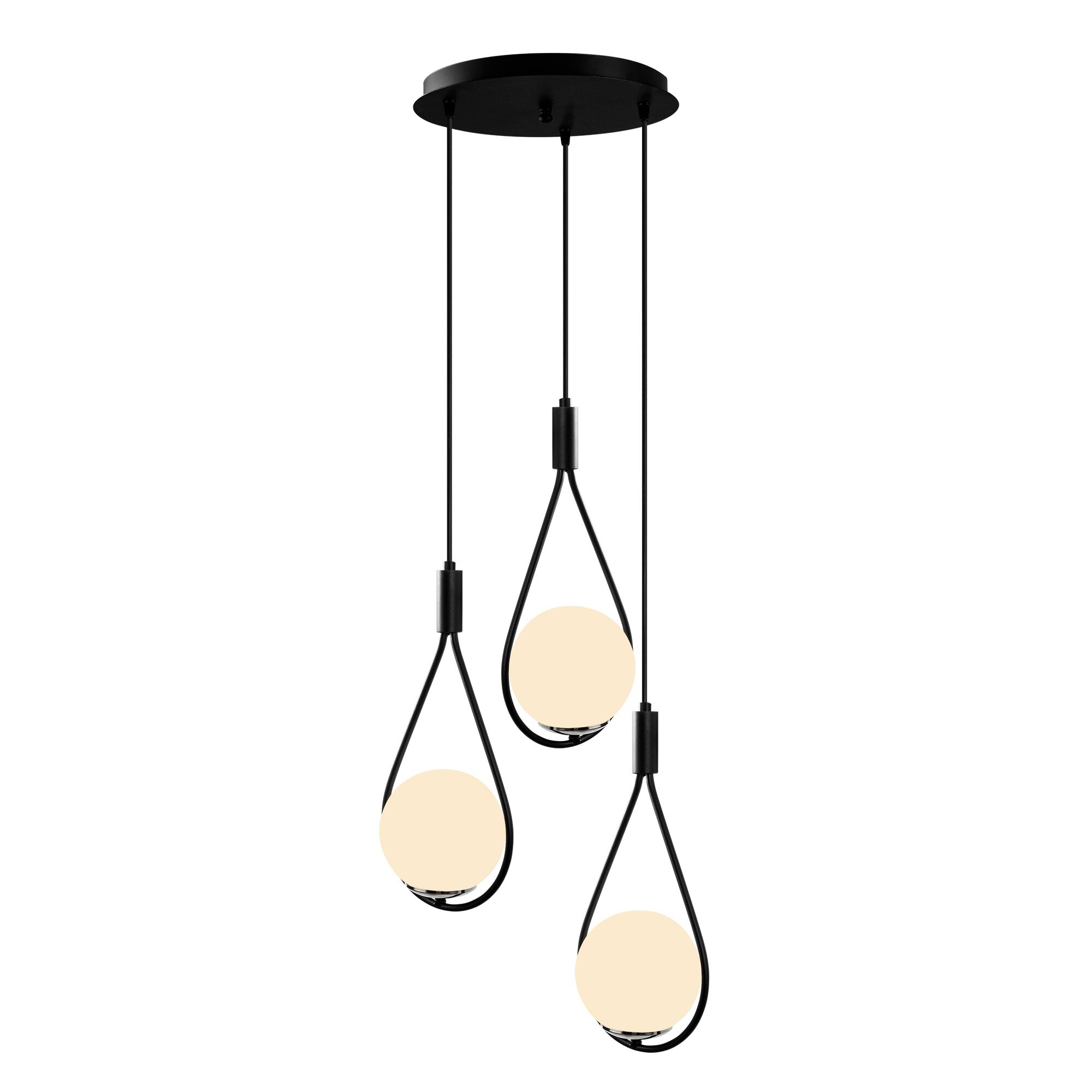 Pendant lamp with 3 elements metal Black 1