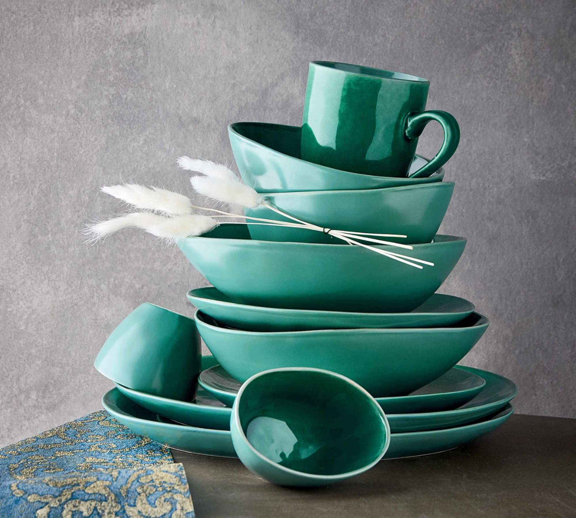 Geschirr-Set (12-teilig) Stein Grün 5