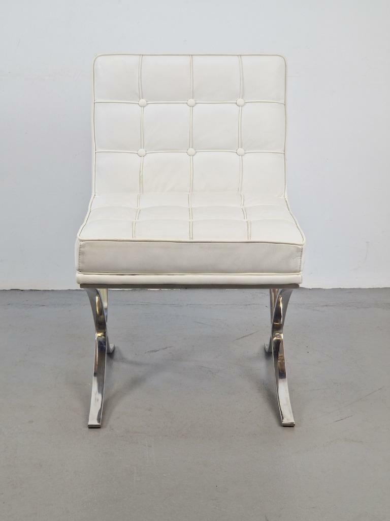 Vintage Stuhl Metall Kunstleder Weiß  1
