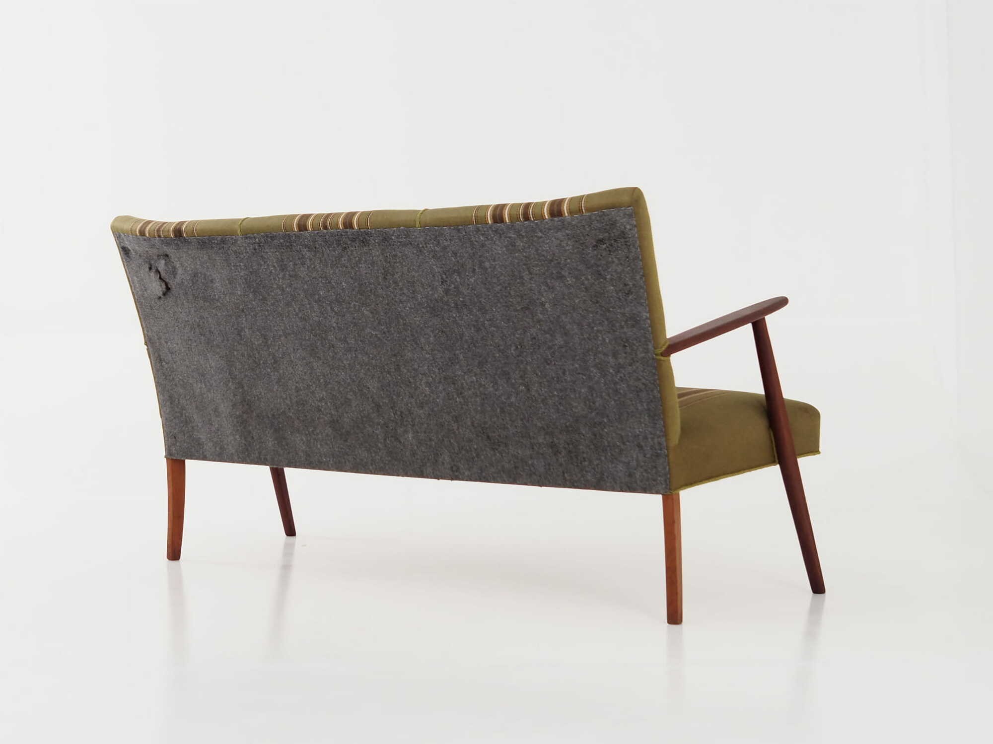 Vintage Sofa Teakholz Textil Grün 1960er Jahre  3