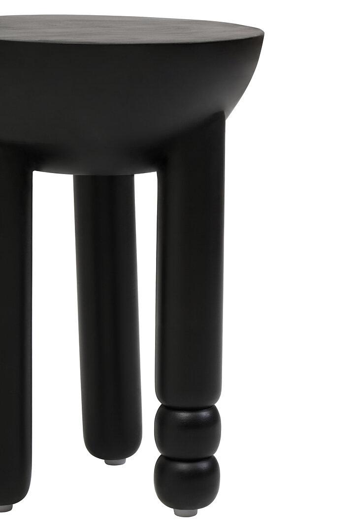 Walsa Mango Holz Säulen-Detail Runder Beistelltisch Schwarz 6