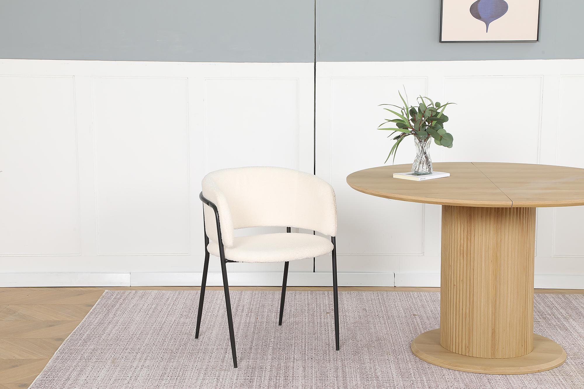 2x Kiboyo Armlehnstuhl Teddystoff Cremeweiß Schwarz 3