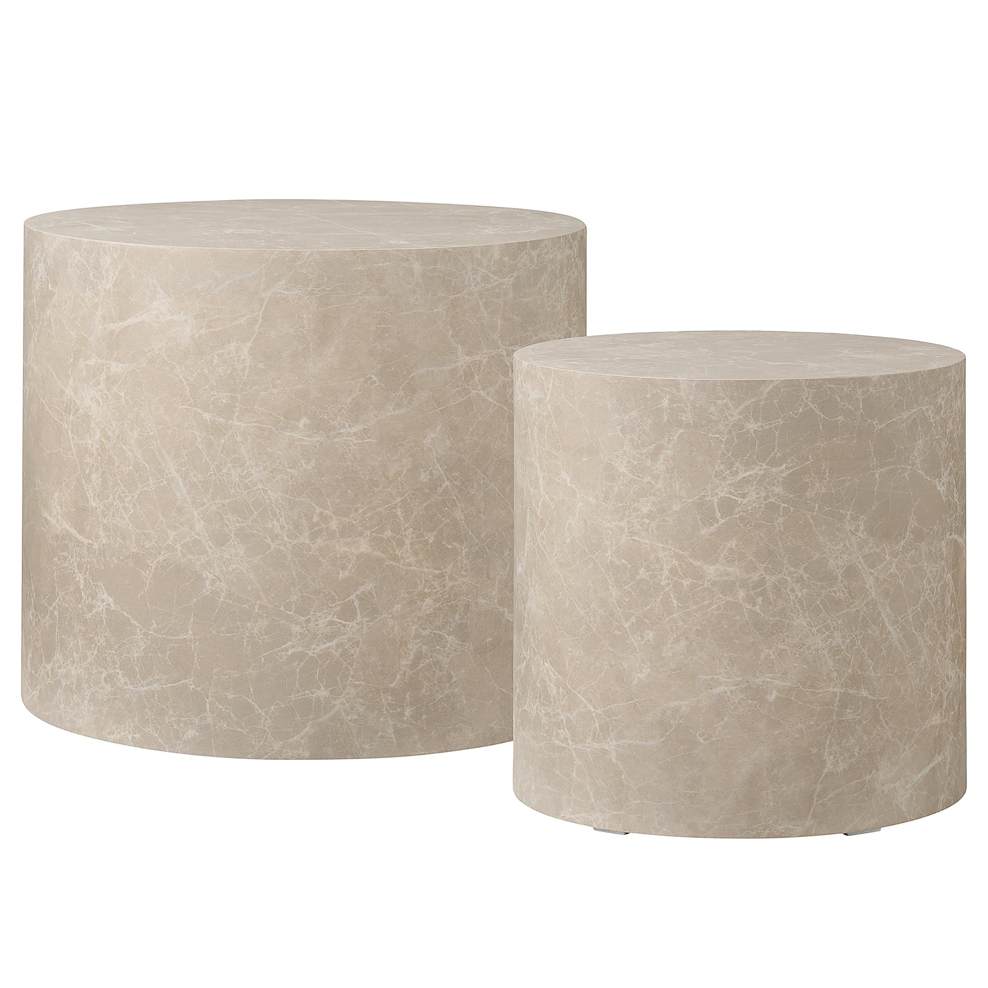 2x Couchtisch Altizer Rund Marmor Beige Dekor 0