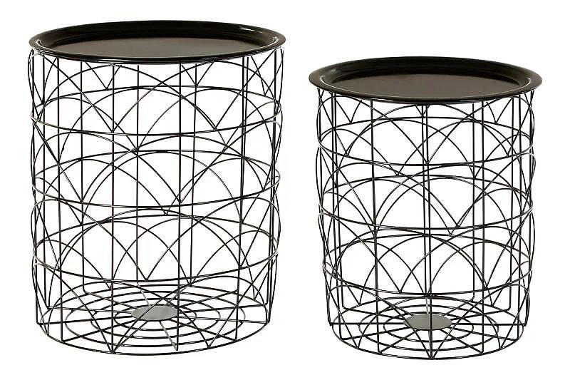 2x Hege Set aus 2 schwarzen Drahtkorbtischen
 0