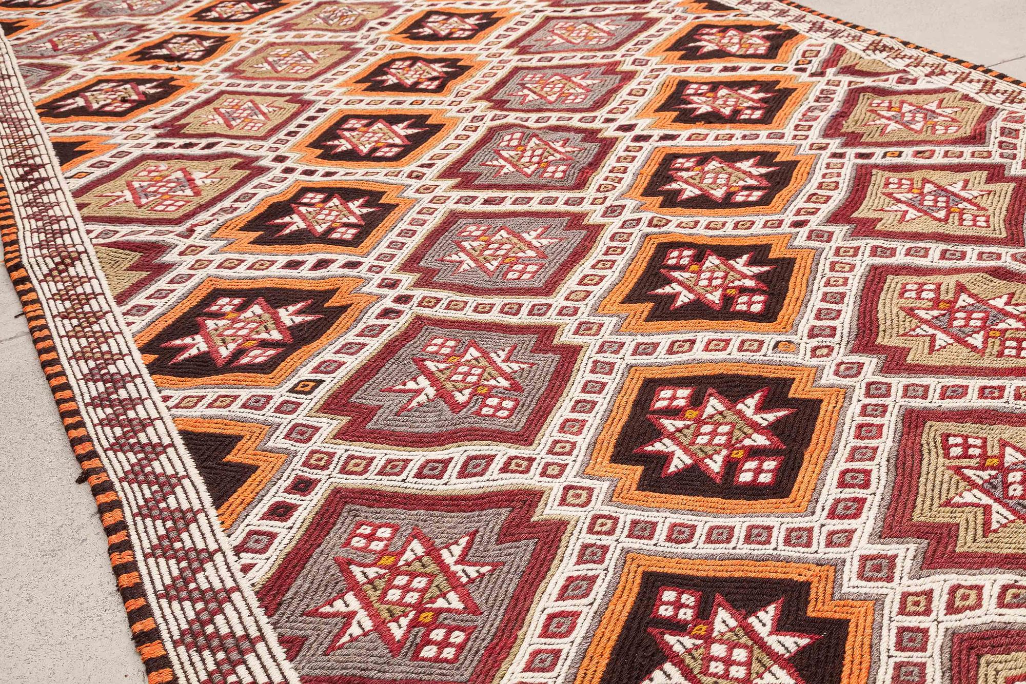 Vintage Kilim Teppich Wolle Mehrfarbig 2