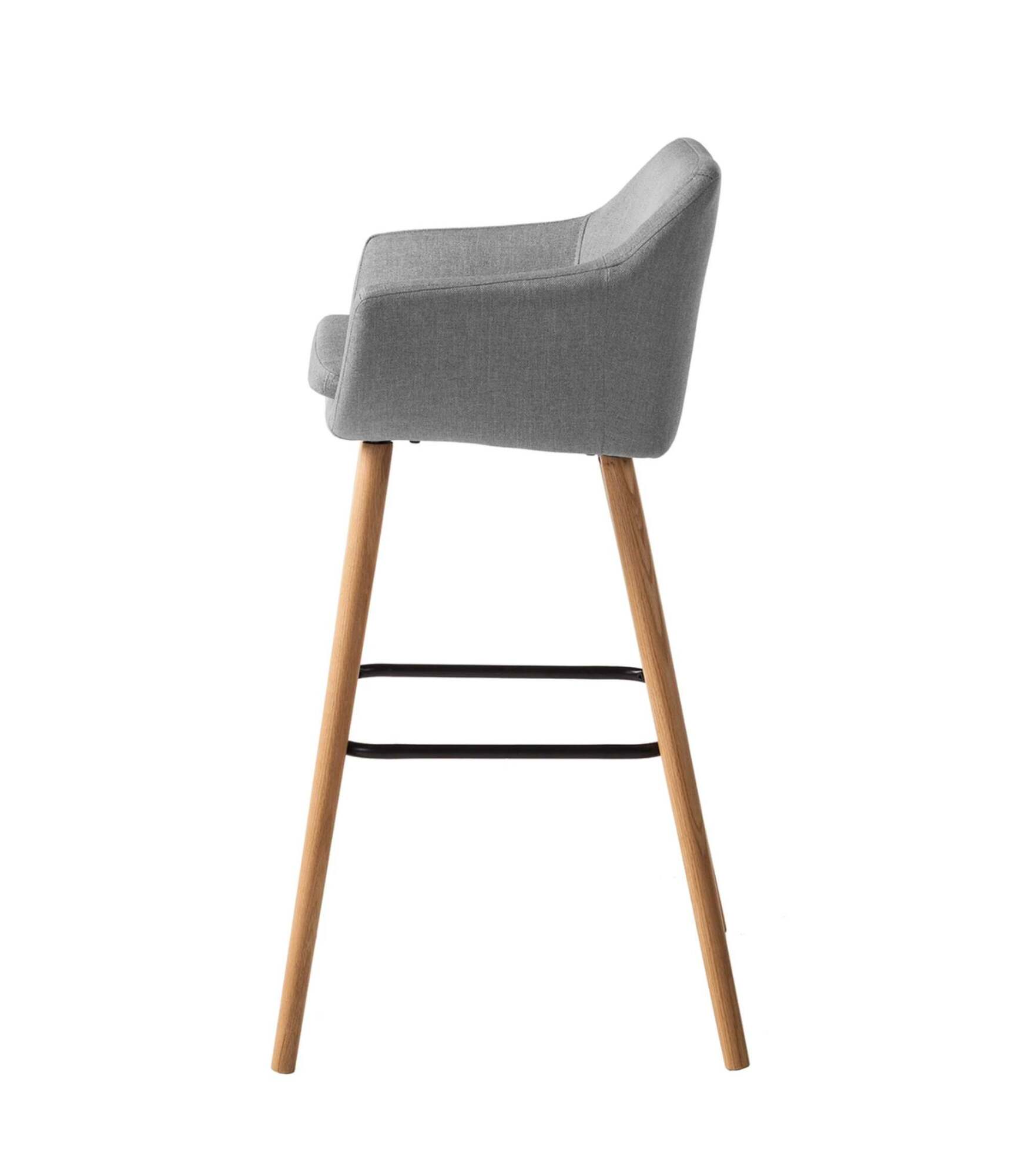 2x Barstuhl Textil Holz Grau 4
