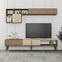 Milan lowboard with wall shelf walnut brown cream 0