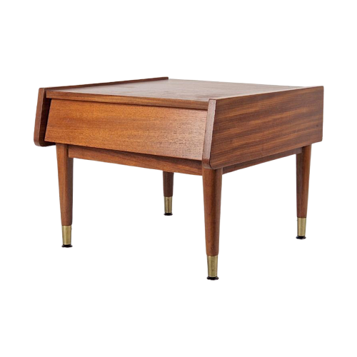 Vintage Nachttisch Teakholz Braun 1960er Jahre 0