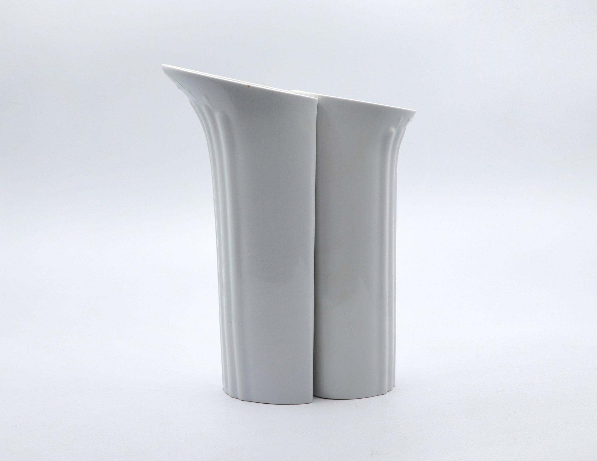 2x Vintage Vase Keramik Weiß 1970er Jahre 5