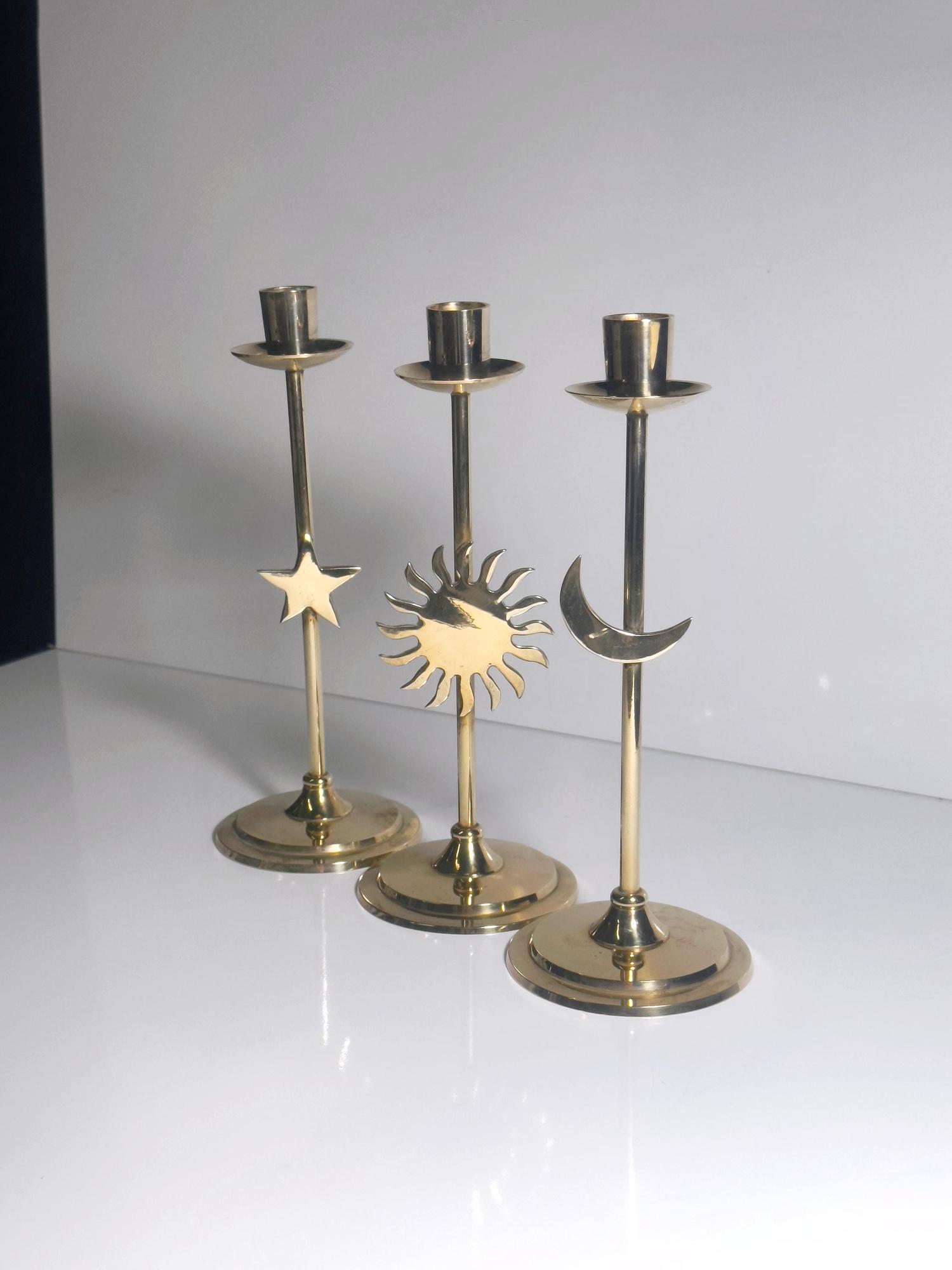 3x Vintage Kerzenhalter Messing 90er Jahre 1