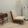 Vintage Sessel Textil Holz Weiß 1960er Jahre 2