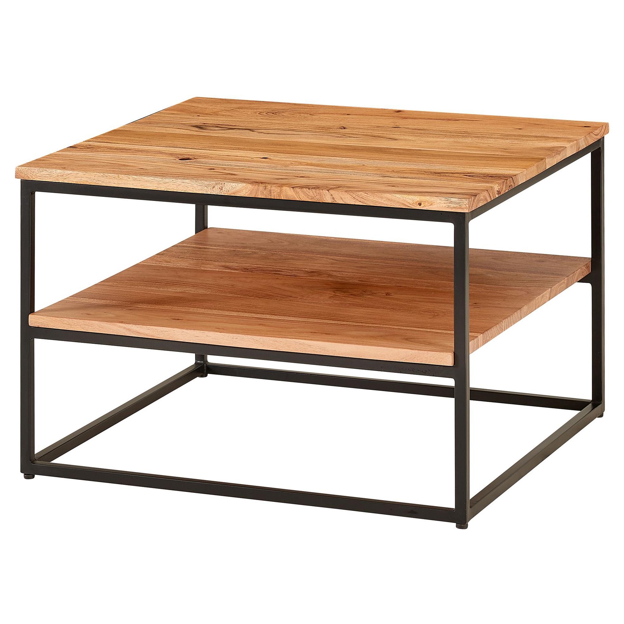 Jabel Couchtisch Akazie Massiv Eisen Hellbraun Schwarz 1