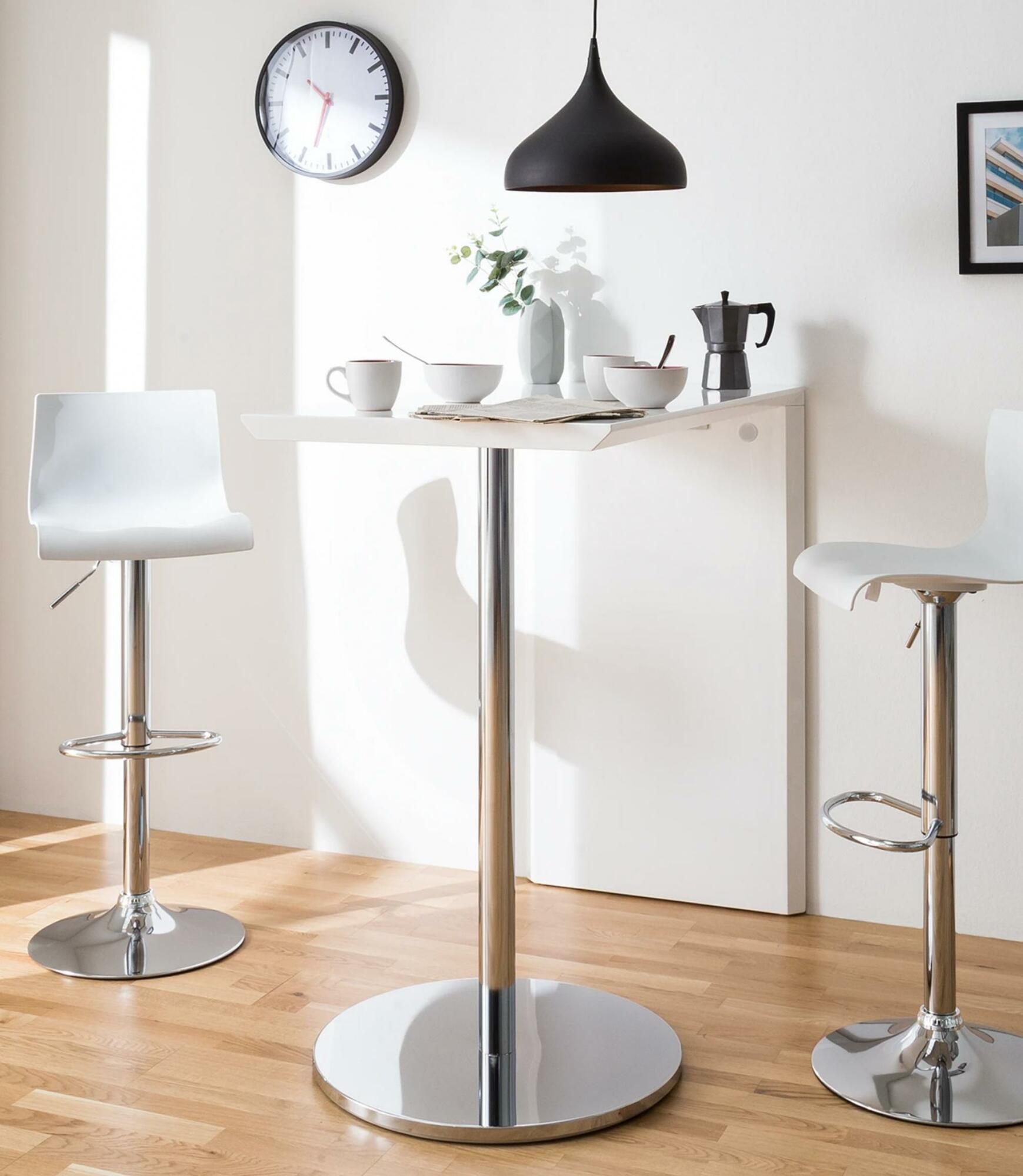 Bar stool Falkland White Chrome shiny single chair 4