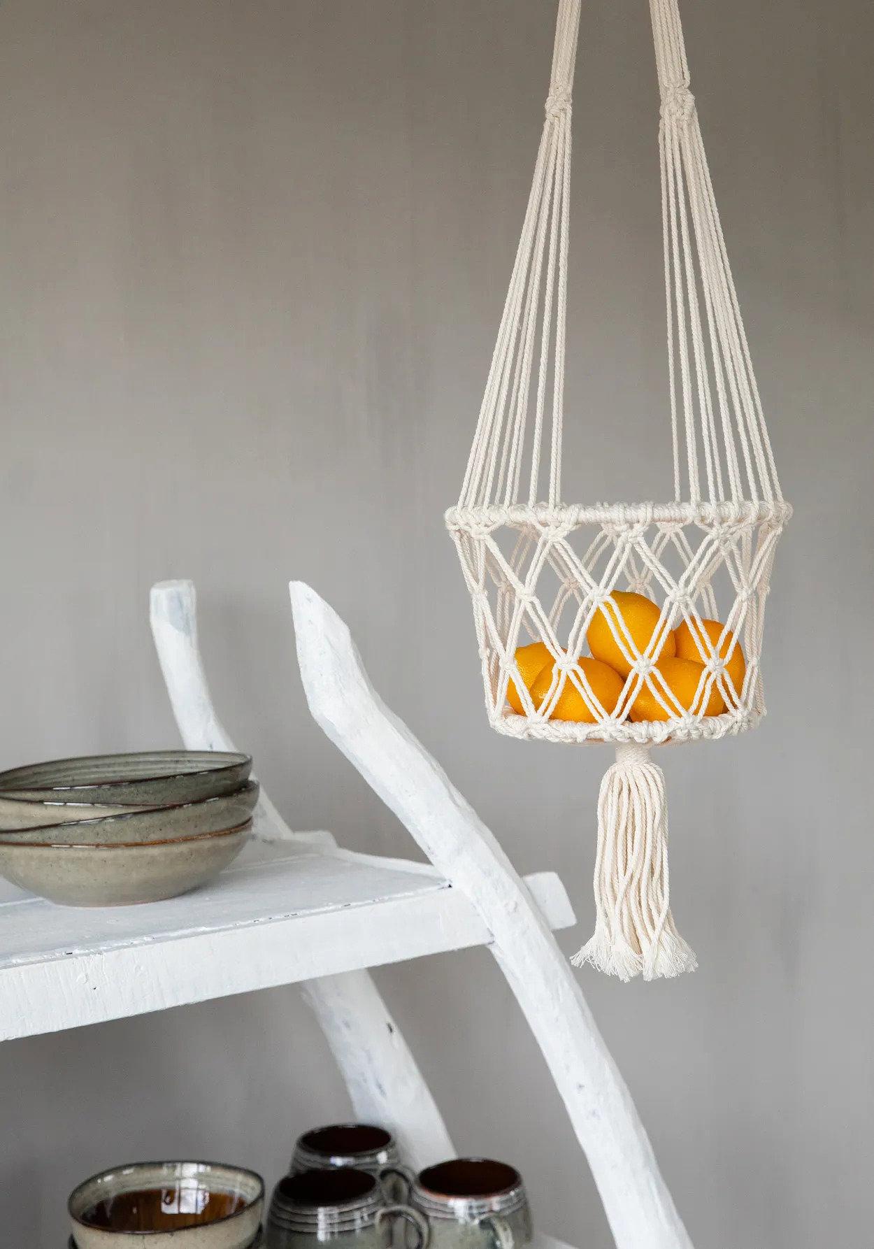 Makramee Pflanzenhalter Creme 4
