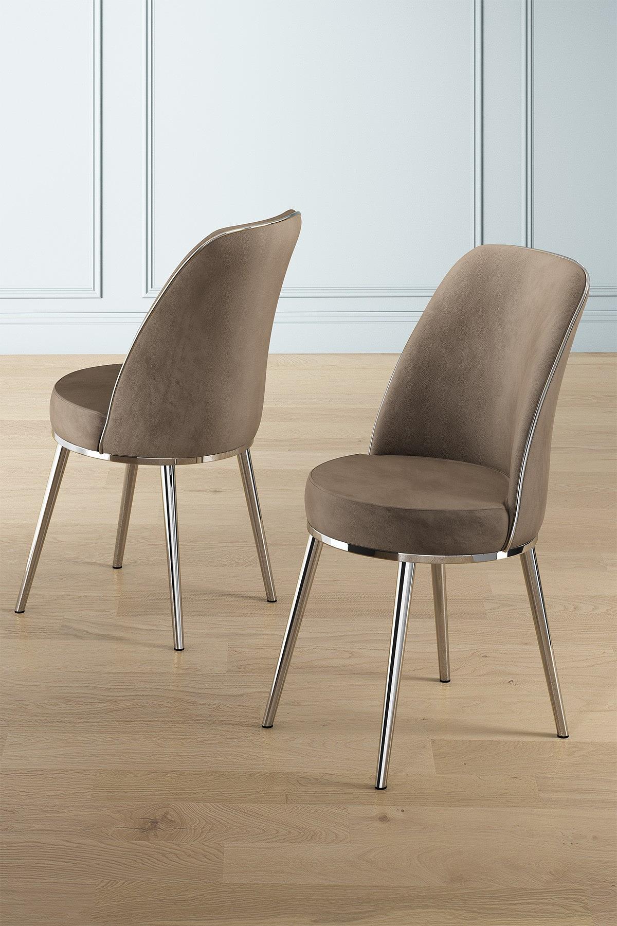 2x Pefa Chair Set Cappuccino and Chrome 1