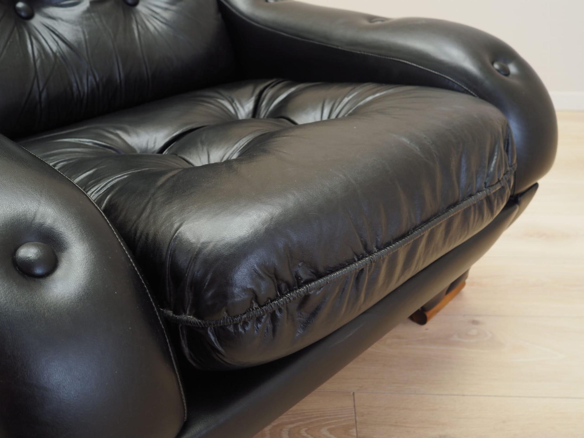 Armchair Faux Leather Black 1980s 12