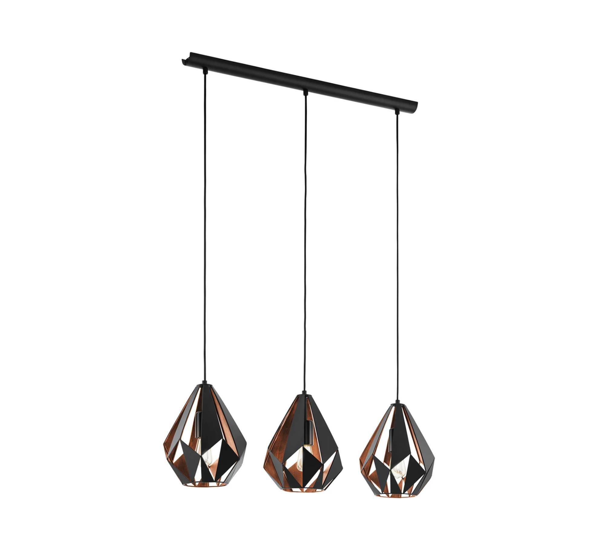 Pendelleuchte 3-flammig Stahl Schwarz Kupfer 1