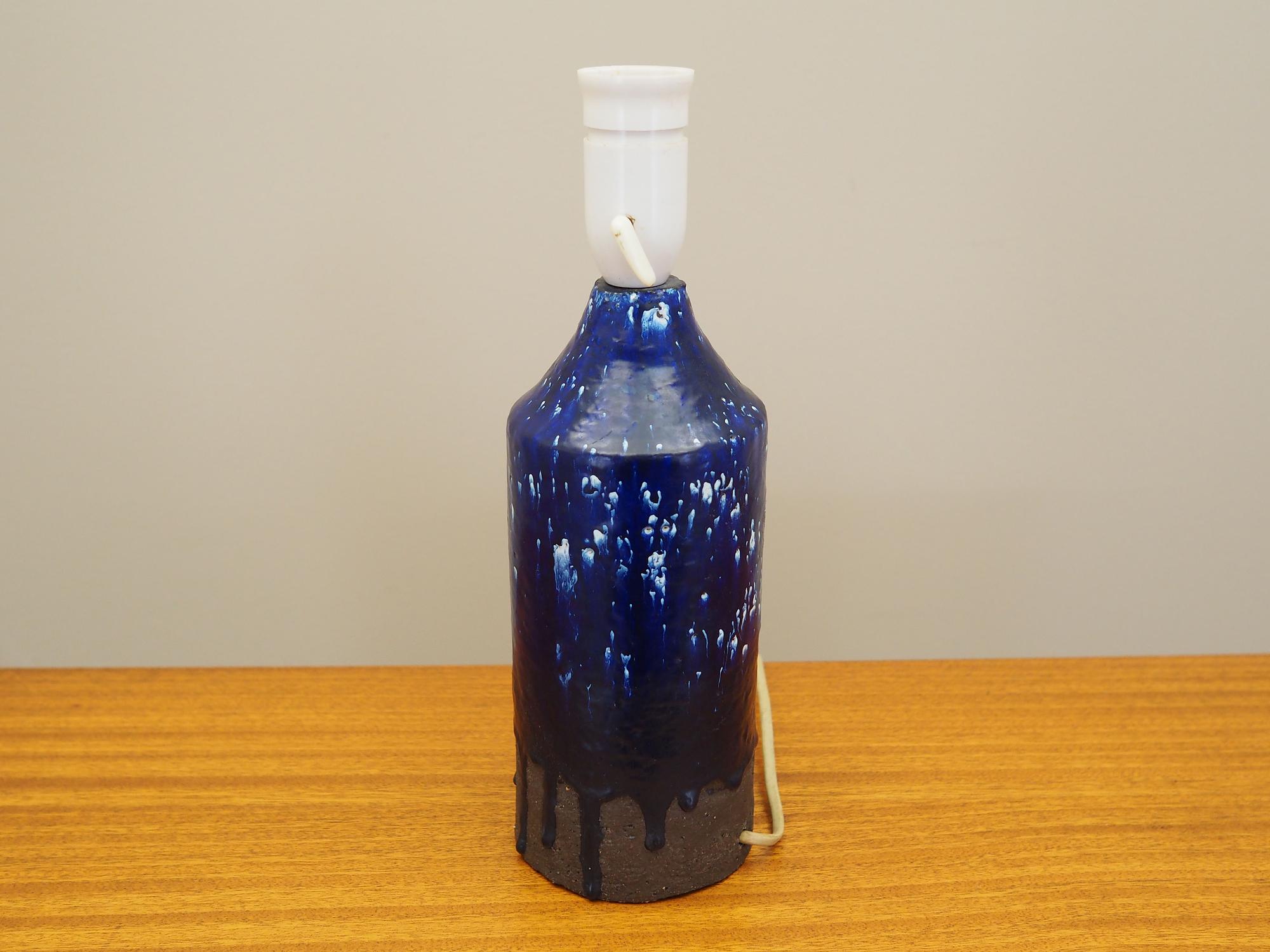 Tischlampe Keramik Blau 1960er Jahre 2