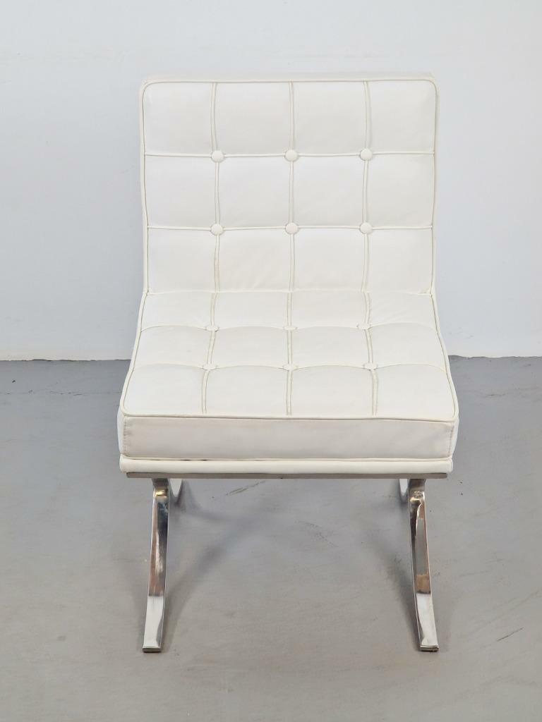 Vintage Stuhl Metall Kunstleder Weiß  2