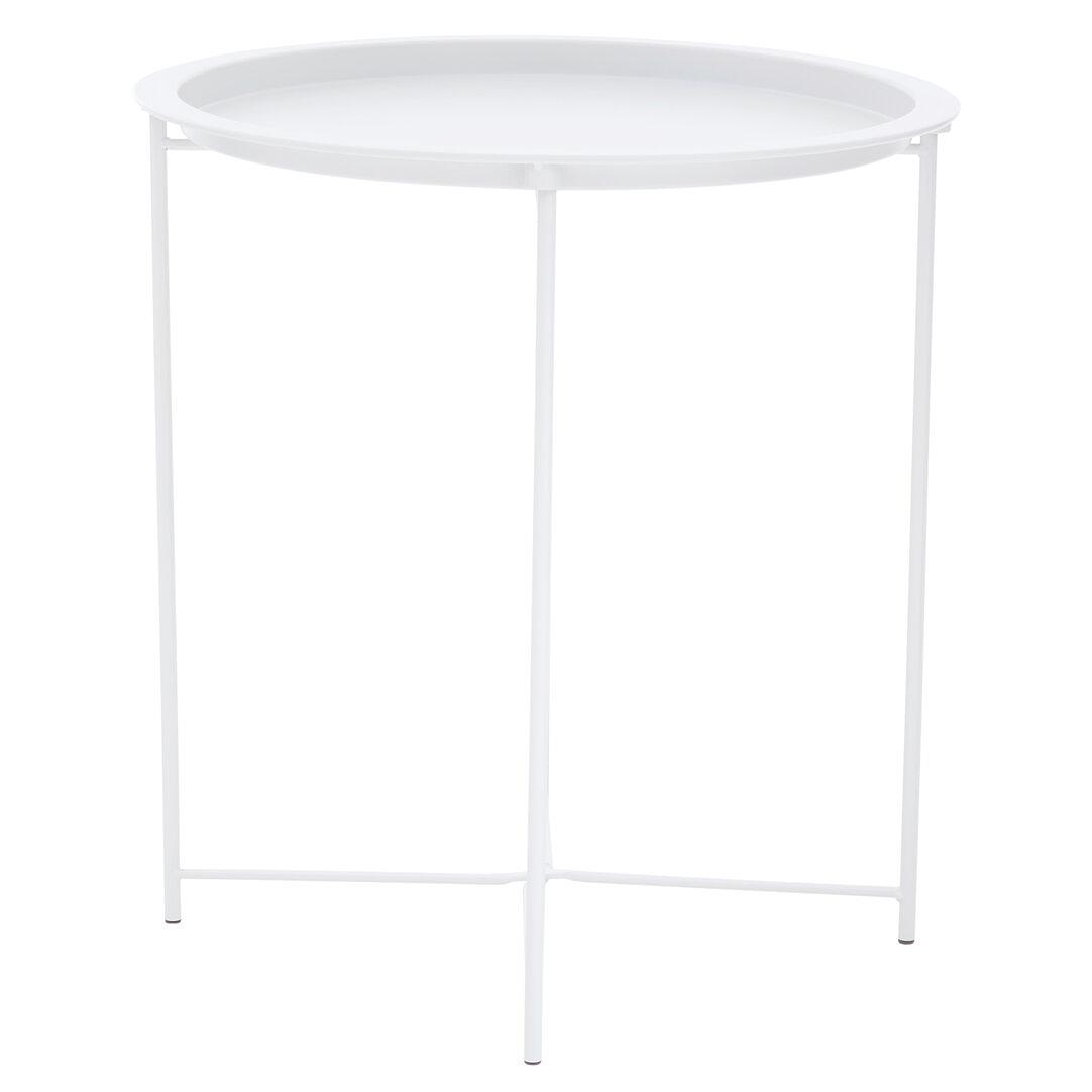 Steel Round Side Table Metal White 1