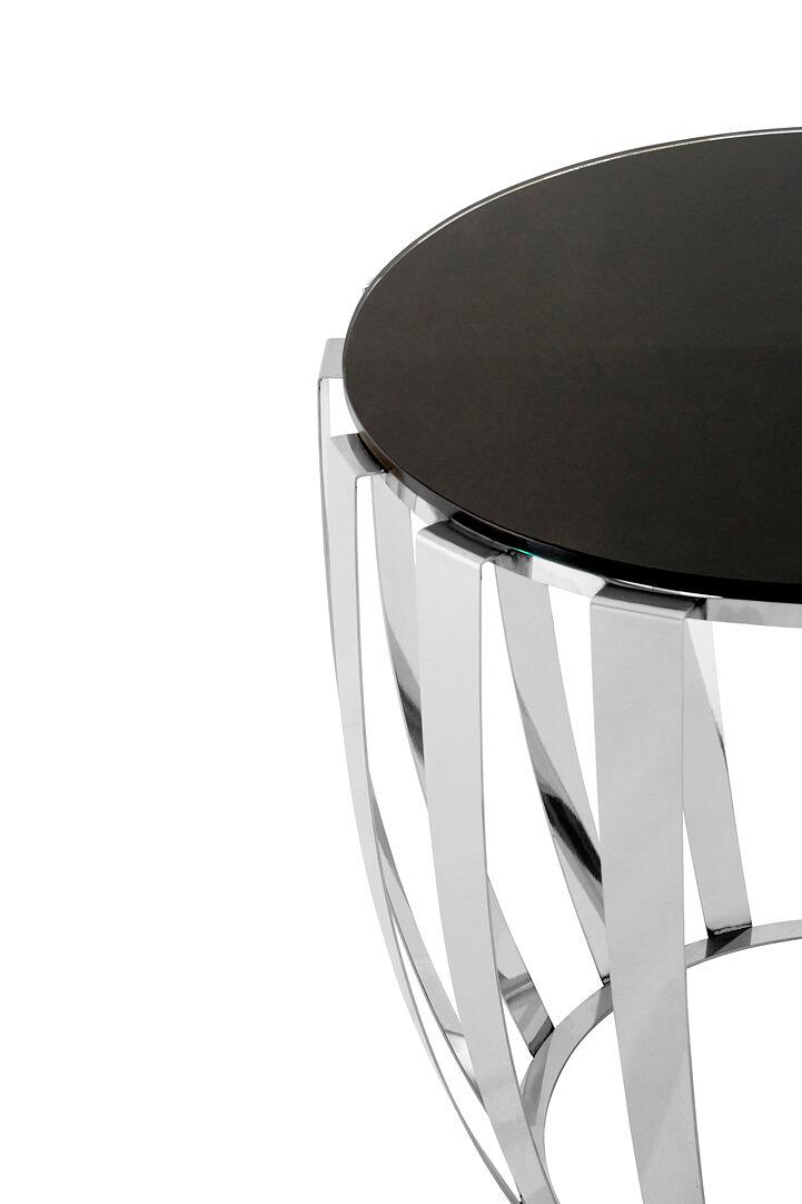 Yasmin Round Side Table Stainless Steel Silver Black 2