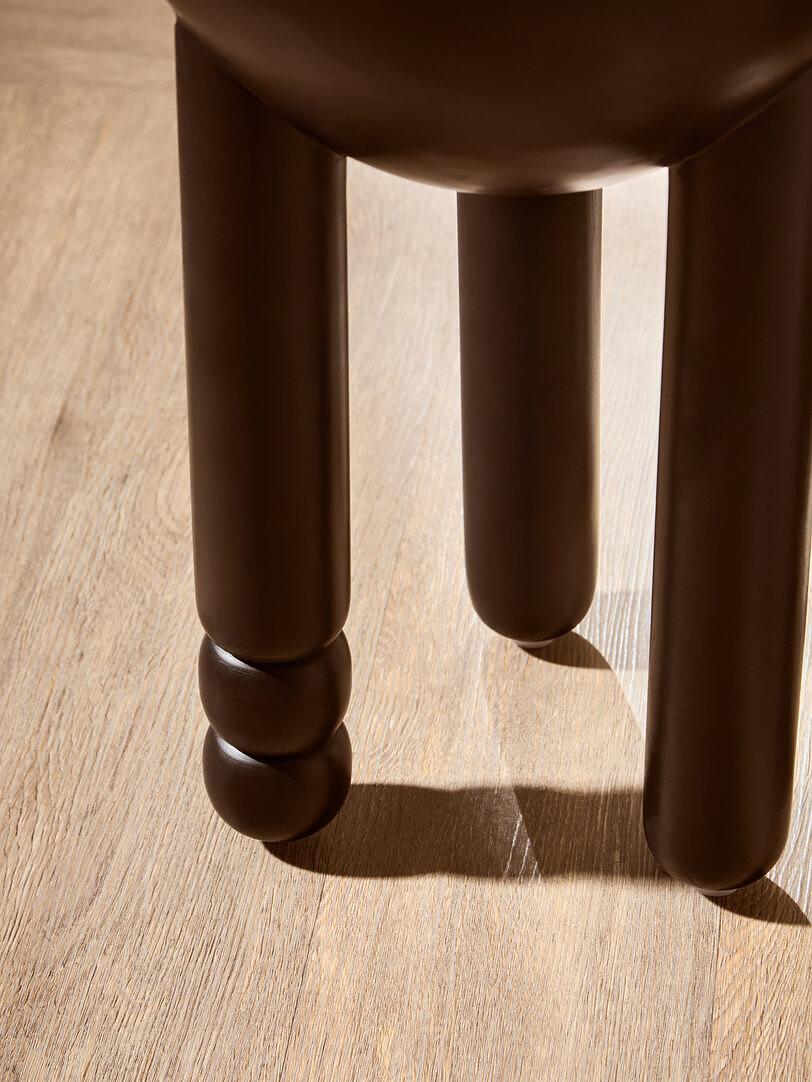 Walsa Runder Säulen-Detail Beistelltisch Mangoholz Schwarz 4