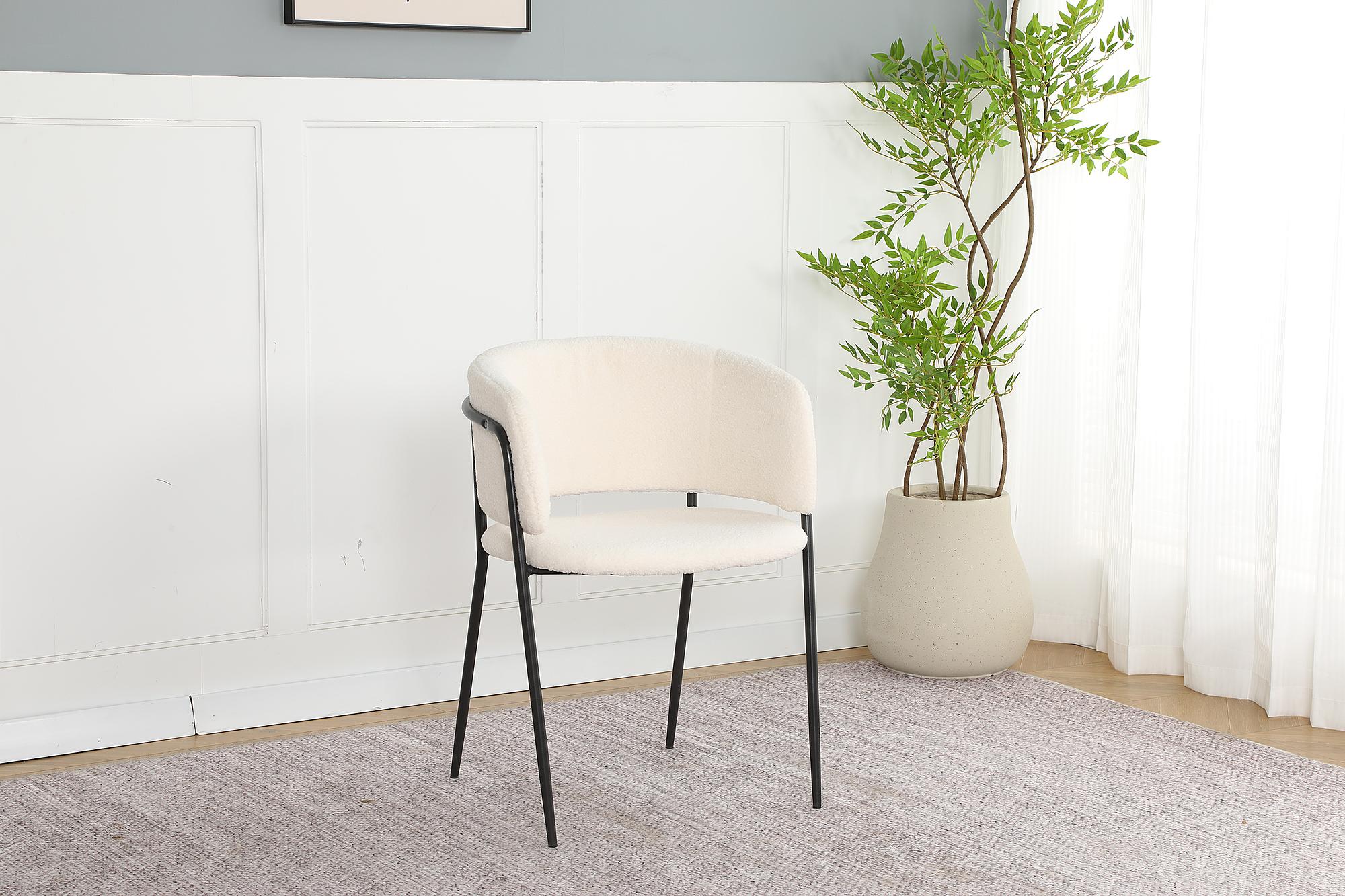 2x Kiboyo Armlehnstuhl Teddystoff Cremeweiß Schwarz 4