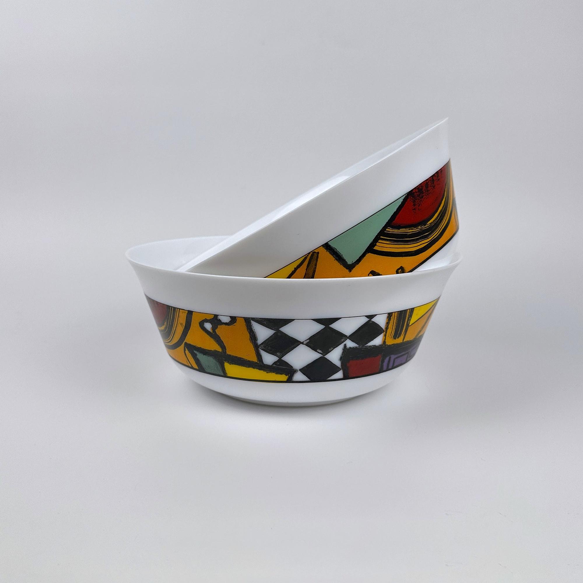 2x fruit bowl frosted glass 1980s 3