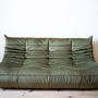 Togo Sofa 3-seater velvet khaki green 0