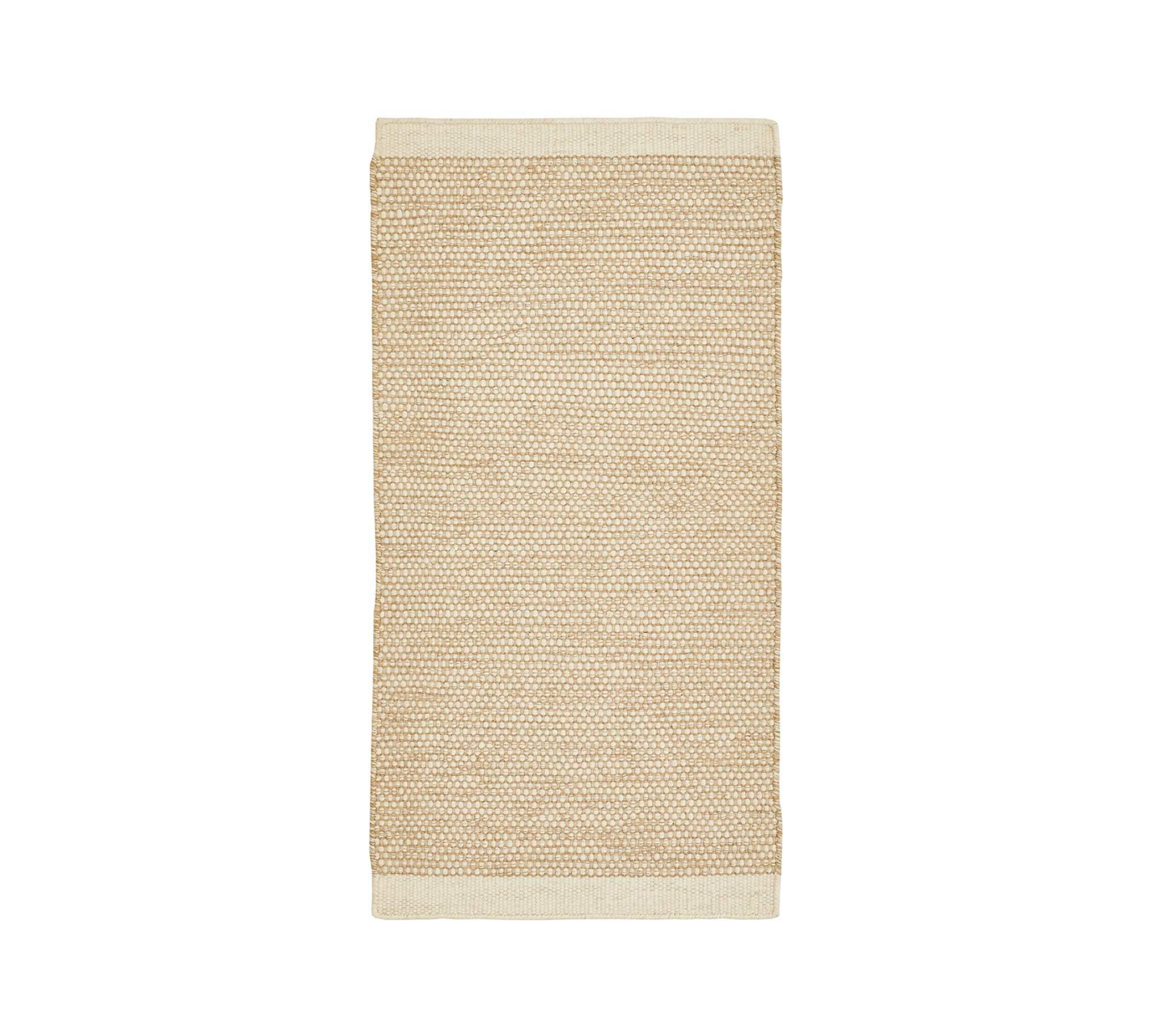 Teppich Wolle Baumwolle Creme 65 x 130 cm 1